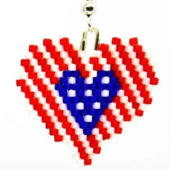 4th of July Heart Earrings - Picture 4 of 4